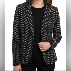 Ann Taylor Black and White Geometric Blazer size 8